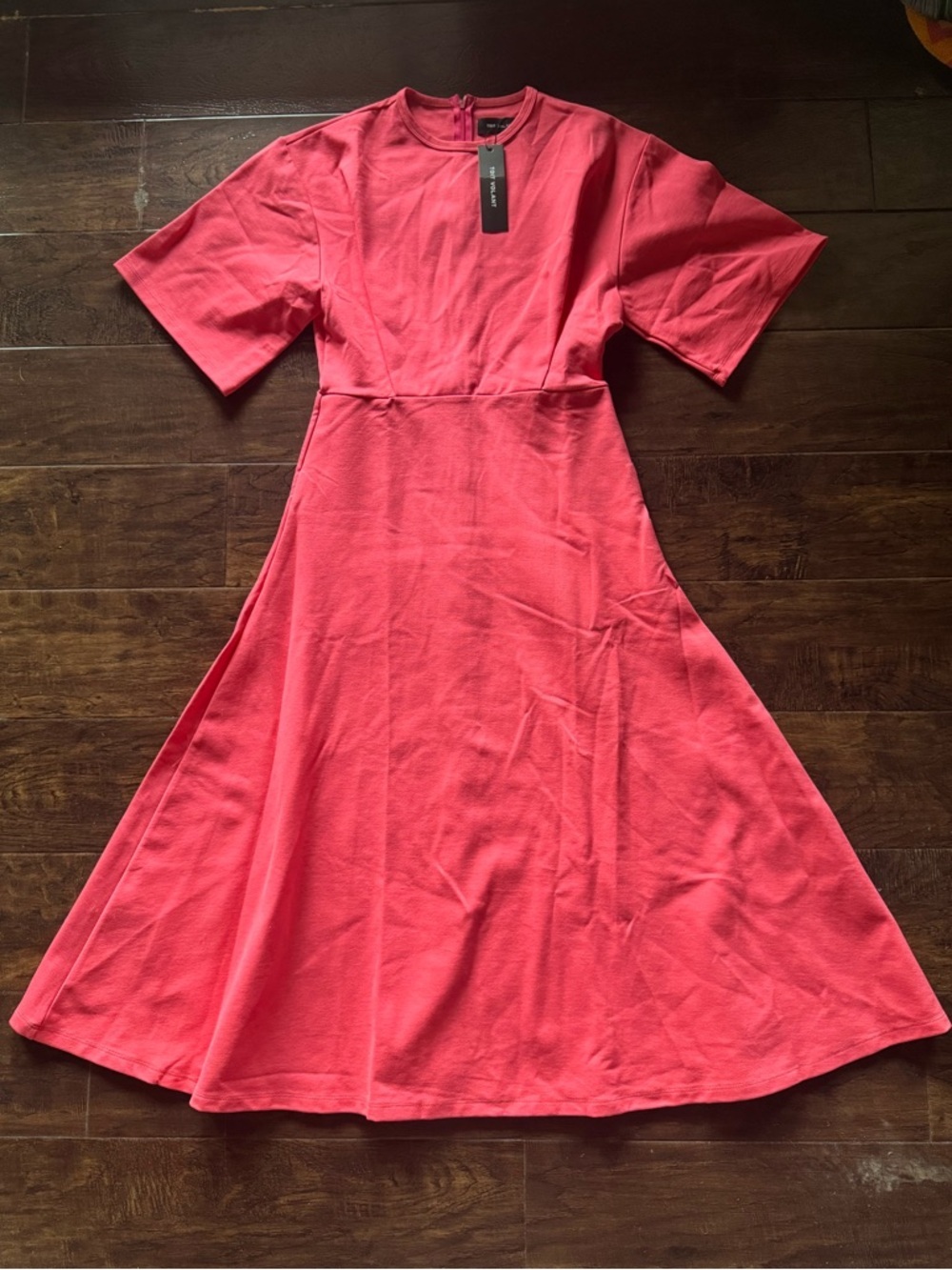 NWT Toit Volant Pink Midi T-Shirt Dress Flowy Size Small